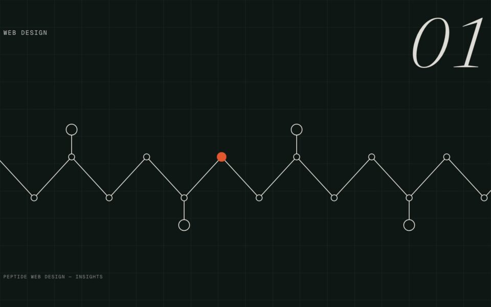 Abstract checklist composition with peptide chain line motif